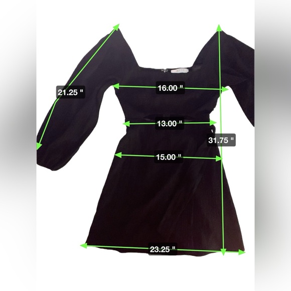 ASTR NWT Cutout Long Balloon Sleeve A-line Wrap Mini Dress in Black Size Small - Picture 3 of 15